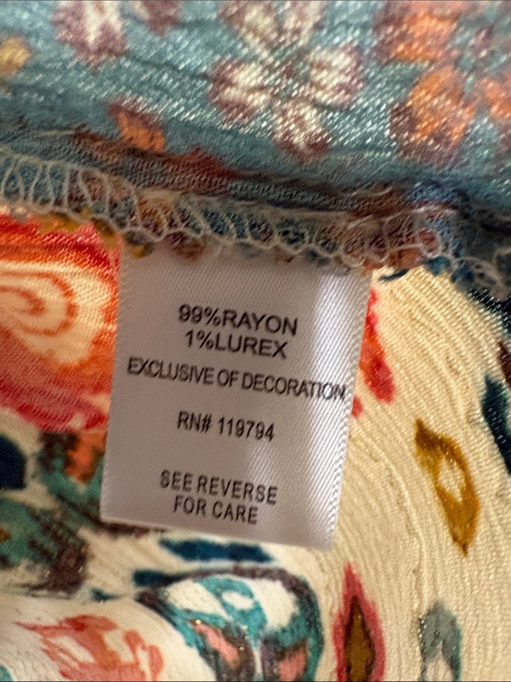 Farmers Market Boho Ikat-Print Top in Cream, Mustard & Teal - Picture 5 of 11